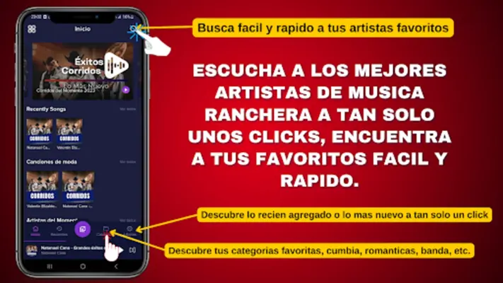 Musica Banda y Corridos android App screenshot 1